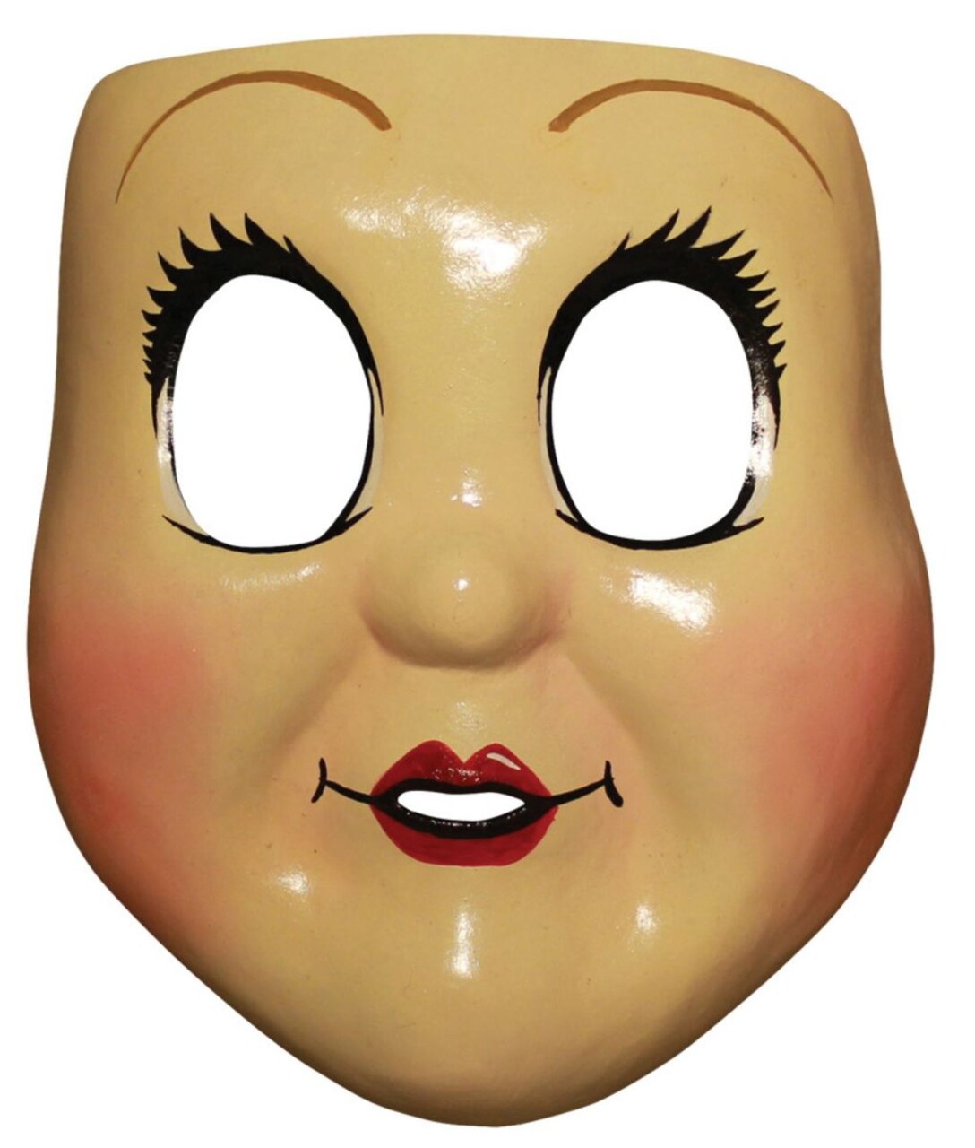 The Costume Center Beige and Red Dollface Vacuform Women Adult Halloween Mask Costume Accessory - One Size